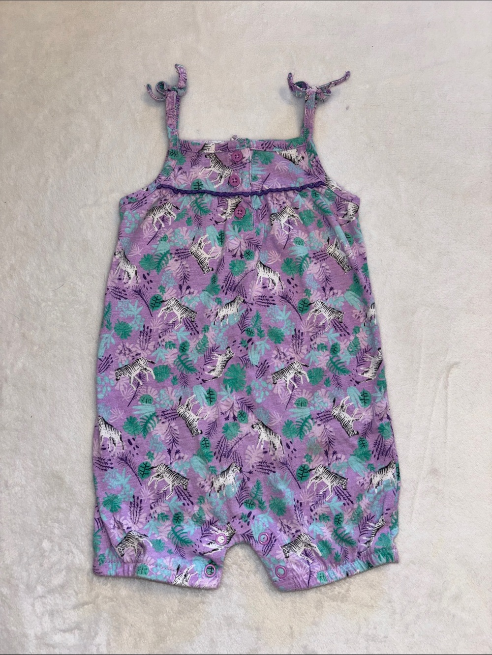 George 6-12 month Girls' Purple Tropical Zebra Print Romper baby girl clothing